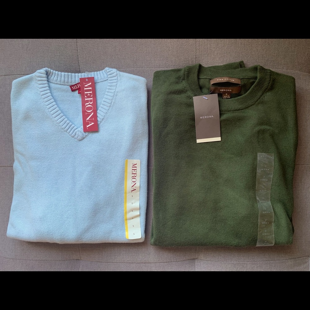New Set of 2 Mens Merona Cotton Sweaters